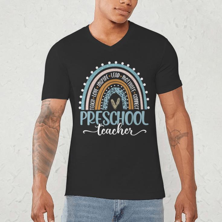 Preschool Teacher Leopard Boho Rainbow Back To School Men's V-Neck T-Shirt, novelty gifts, funny gifts Preschool Teacher Leopard Boho Rainbow Back To School Men's V-Neck T-Shirt, novelty gifts, funny gifts
