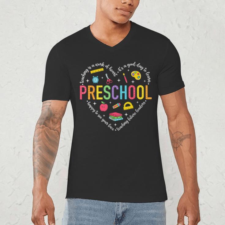 Preschool Teacher Pre-K Heart First Day Of Preschool Kids Men's V-Neck T-Shirt, novelty gifts, funny gifts Preschool Teacher Pre-K Heart First Day Of Preschool Kids Men's V-Neck T-Shirt, novelty gifts, funny gifts