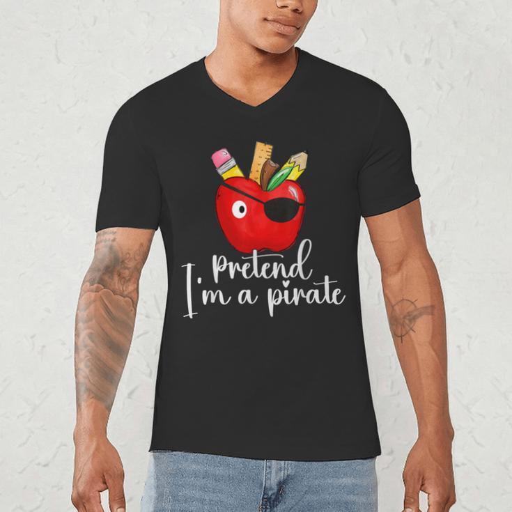 Pretend I'm A Pirate Teacher Apple Talk Like A Pirate Day Men Women Kids Men's V-Neck T-Shirt, novelty gifts, funny gifts Pretend I'm A Pirate Teacher Apple Talk Like A Pirate Day Men Women Kids Men's V-Neck T-Shirt, novelty gifts, funny gifts