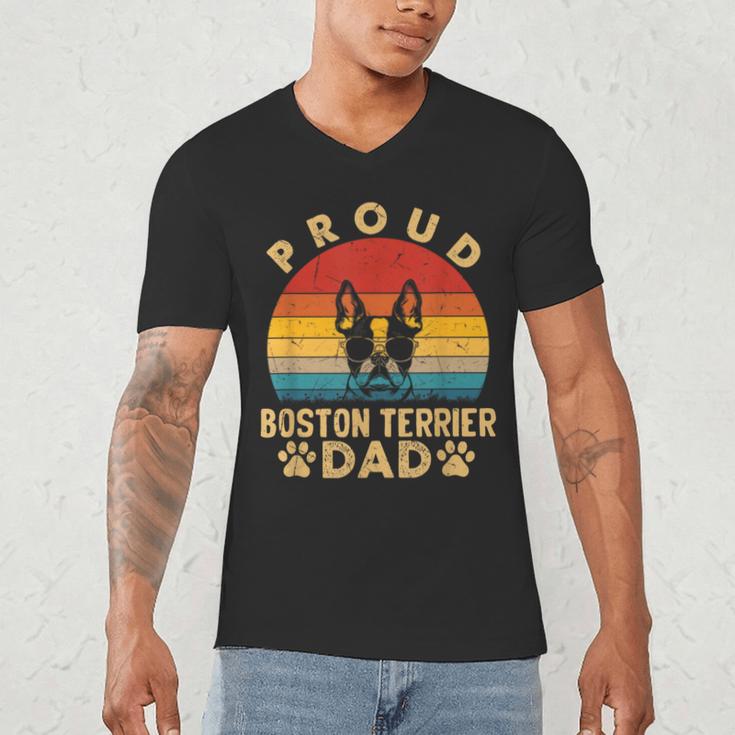 Proud Boston Terrier Dad Dog Owner Fathers Day Men Women Kids Men's V-Neck T-Shirt, novelty gifts, funny gifts