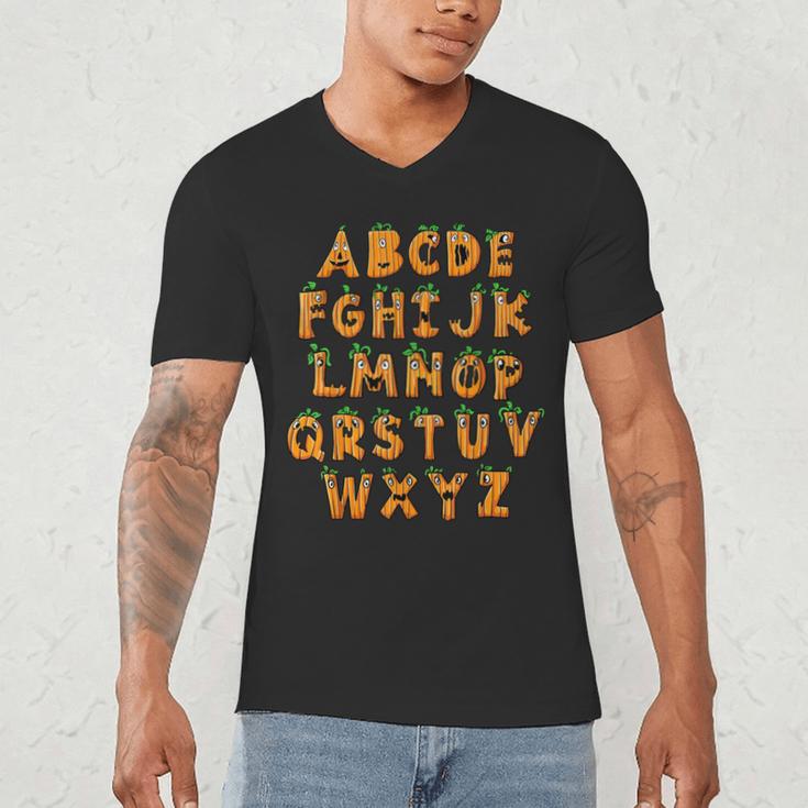 Pumpkin ABC Halloween Alphabet Costume School Teacher Kids Men's V-Neck T-Shirt, novelty gifts, funny gifts