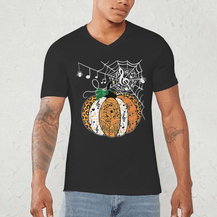 Pumpkin Music Teacher Halloween Fall Music Notes Autumn Men's V-Neck T-Shirt, novelty gifts, funny gifts