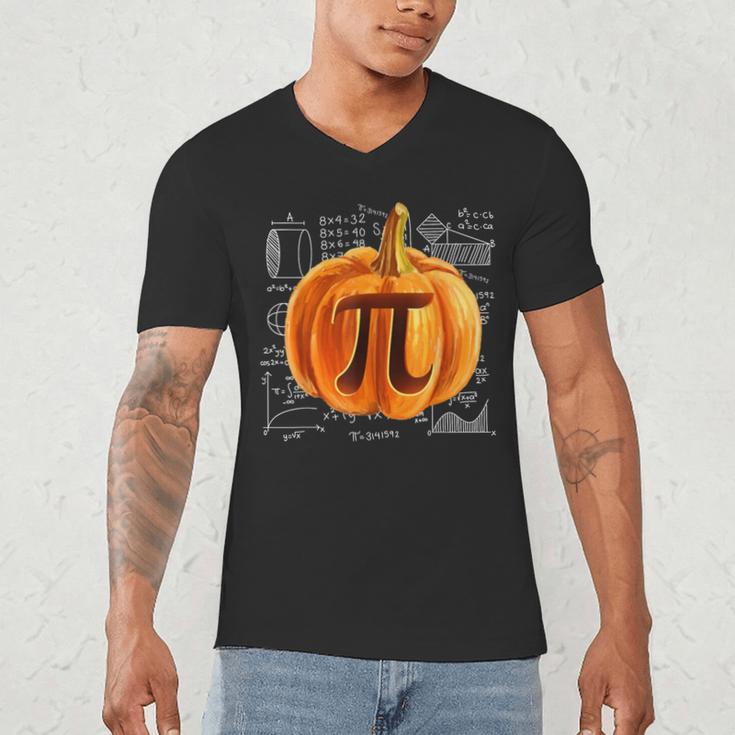 Pumpkin Pie Halloween Thanksgiving Math Teacher Pi Day Men's V-Neck T-Shirt, novelty gifts, funny gifts