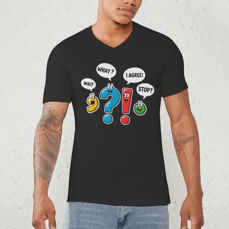 Punctuation Marks Wait What I Agree Stop English Teacher Men's V-Neck T-Shirt, novelty gifts, funny gifts Punctuation Marks Wait What I Agree Stop English Teacher Men's V-Neck T-Shirt, novelty gifts, funny gifts