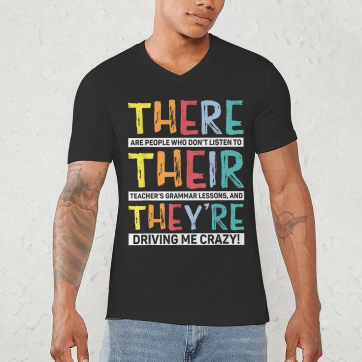 There Their They’Re Grammar Joke For English Teacher Student Men's V-Neck T-Shirt, novelty gifts, funny gifts