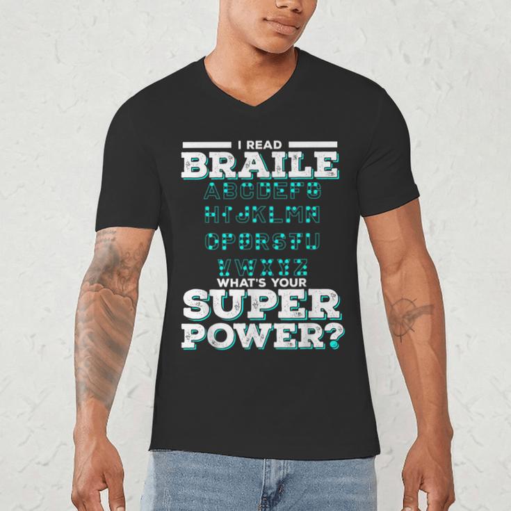 I Read Braille Tell Me Your Superpower Braille Teacher For Men Women Men's V-Neck T-Shirt, novelty gifts, funny gifts I Read Braille Tell Me Your Superpower Braille Teacher For Men Women Men's V-Neck T-Shirt, novelty gifts, funny gifts