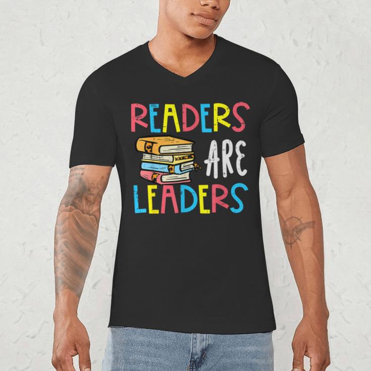 Readers Are Leaders Reading Book Lover Teacher Women Men Kid Men's V-Neck T-Shirt, novelty gifts, funny gifts