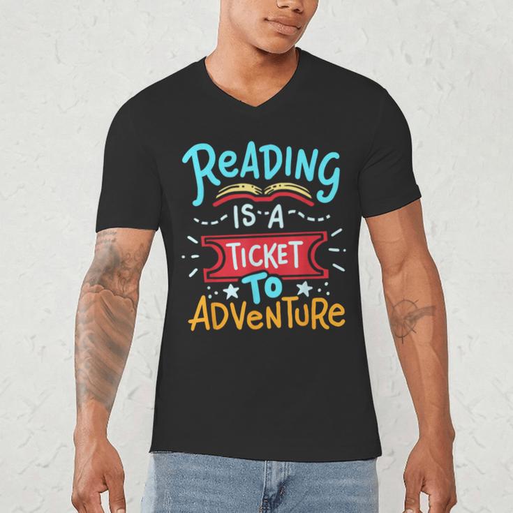 Reading Adventure Library Student Teacher Book Men's V-Neck T-Shirt, novelty gifts, funny gifts