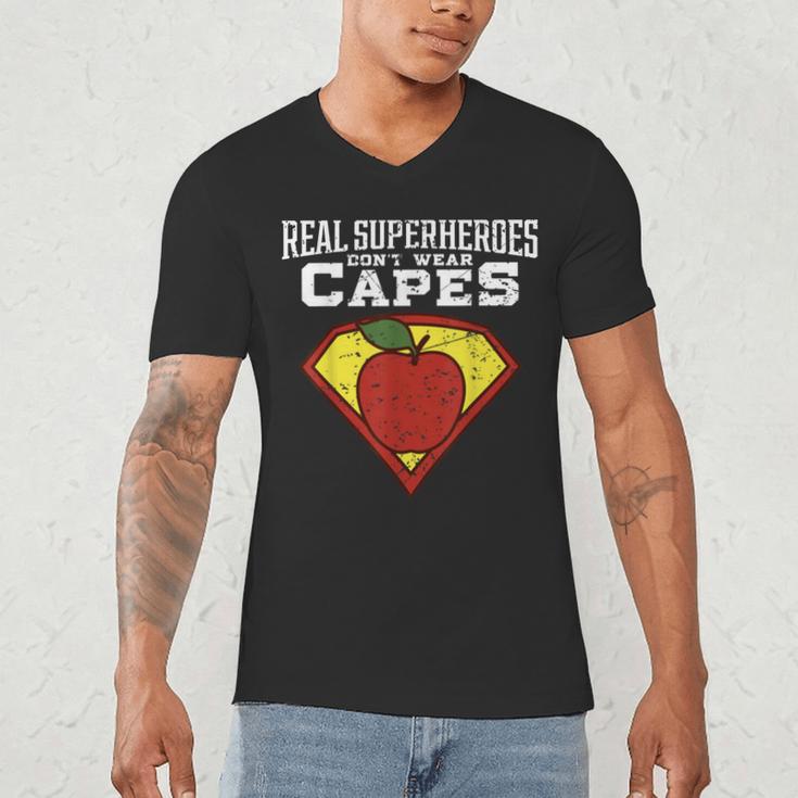 Real Superheroes Don't Wear Capes Teacher Shirt Teaching Te Men's V-Neck T-Shirt, novelty gifts, funny gifts Real Superheroes Don't Wear Capes Teacher Shirt Teaching Te Men's V-Neck T-Shirt, novelty gifts, funny gifts