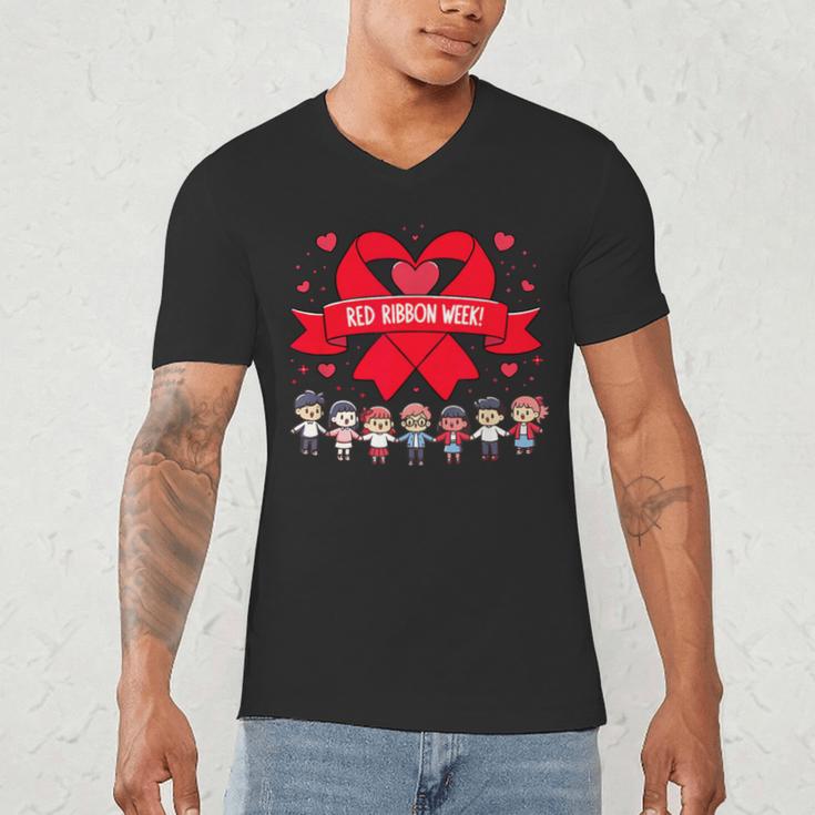 Red Ribbon Week Awareness For Students And Teachers Men Women Girls Kids Men's V-Neck T-Shirt, novelty gifts, funny gifts Red Ribbon Week Awareness For Students And Teachers Men Women Girls Kids Men's V-Neck T-Shirt, novelty gifts, funny gifts