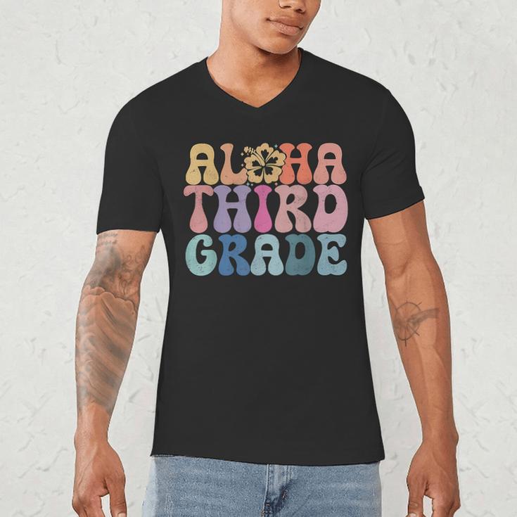 Retro Aloha Third Grade Teacher Summer Vacation Beach Hawaii Men's V-Neck T-Shirt, novelty gifts, funny gifts Retro Aloha Third Grade Teacher Summer Vacation Beach Hawaii Men's V-Neck T-Shirt, novelty gifts, funny gifts