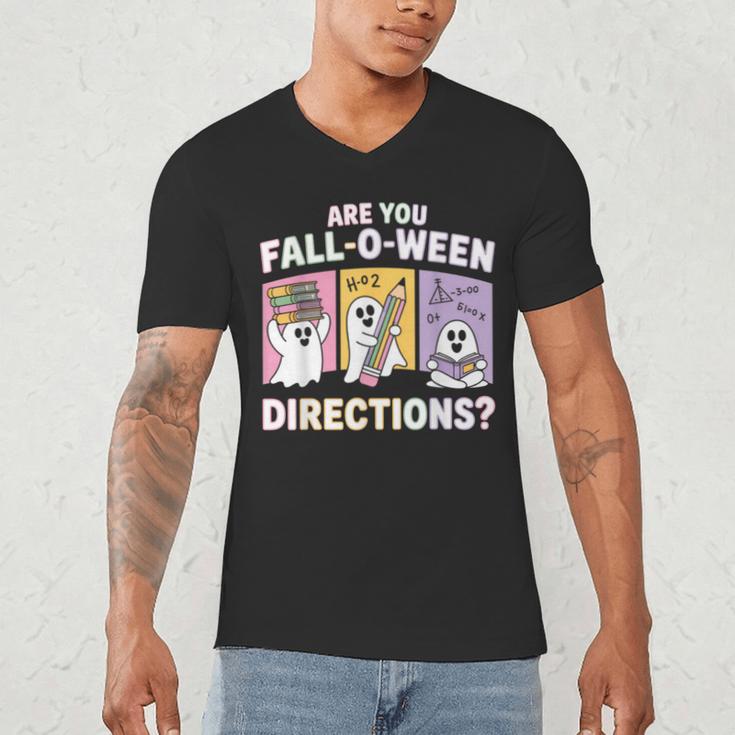 Retro Are You Fall O Ween Directions Teacher Halloween Ghost Men's V-Neck T-Shirt, novelty gifts, funny gifts