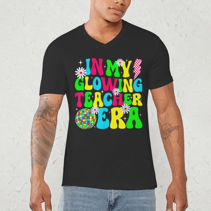 Retro Groovy In My Glowing Teacher Era Happy Teacher's Day Men's V-Neck T-Shirt, novelty gifts, funny gifts Retro Groovy In My Glowing Teacher Era Happy Teacher's Day Men's V-Neck T-Shirt, novelty gifts, funny gifts