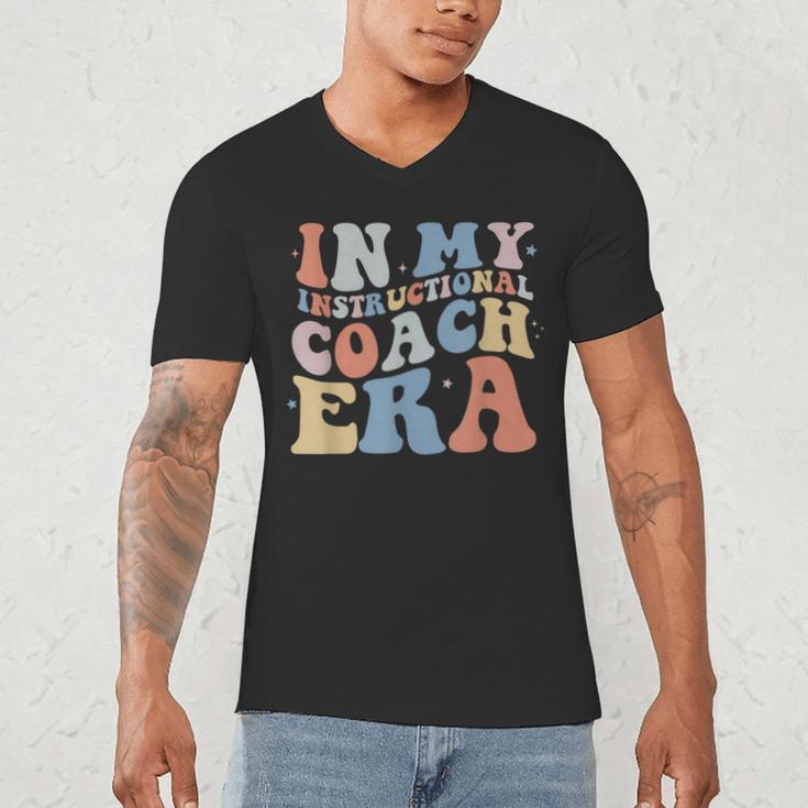 Retro Groovy In My Instructional Coach Era Teacher Men's V-Neck T-Shirt, novelty gifts, funny gifts