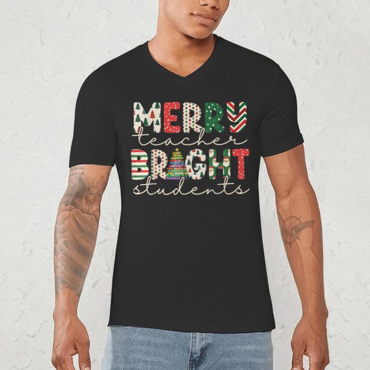 Retro Merry Teacher Bright Students Christmas Teacher Men's V-Neck T-Shirt, novelty gifts, funny gifts Retro Merry Teacher Bright Students Christmas Teacher Men's V-Neck T-Shirt, novelty gifts, funny gifts