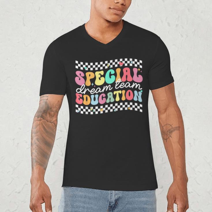 Retro Special Education Squad Groovy Dream Team SPED Teacher Men's V-Neck T-Shirt, novelty gifts, funny gifts Retro Special Education Squad Groovy Dream Team SPED Teacher Men's V-Neck T-Shirt, novelty gifts, funny gifts