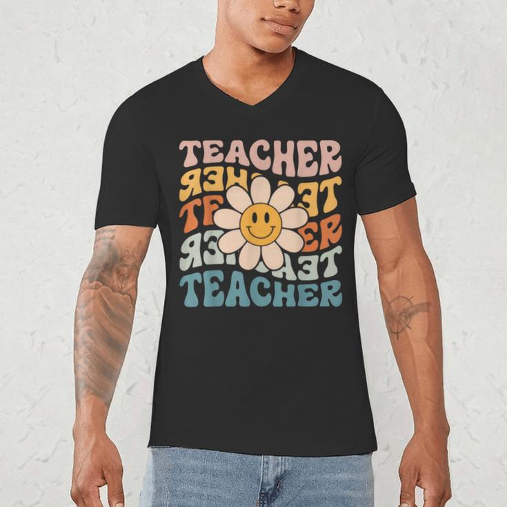 Retro Teacher Daisy Colorful Elementary School Teacher Men's V-Neck T-Shirt, novelty gifts, funny gifts Retro Teacher Daisy Colorful Elementary School Teacher Men's V-Neck T-Shirt, novelty gifts, funny gifts