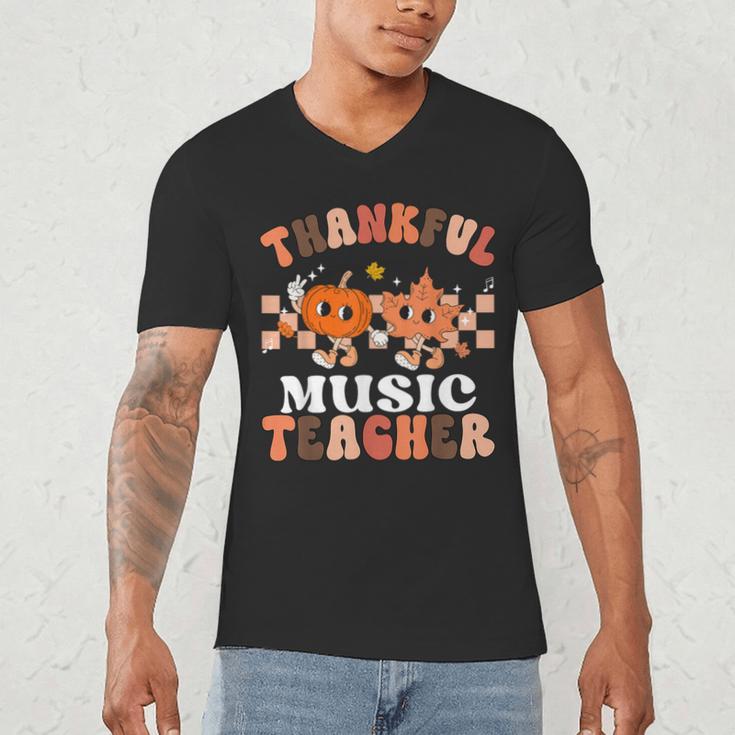 Retro Thankful Music Teacher Pumpkin Fall Thanksgiving Men's V-Neck T-Shirt, novelty gifts, funny gifts Retro Thankful Music Teacher Pumpkin Fall Thanksgiving Men's V-Neck T-Shirt, novelty gifts, funny gifts