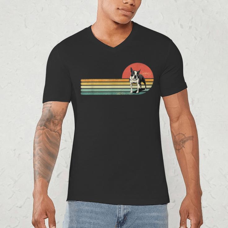 Retro Vintage Boston Terrier Dog Lover Boston Terrier Mom Men's V-Neck T-Shirt, novelty gifts, funny gifts