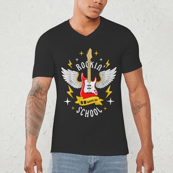 Rockin 50 Days Of School 50th Day Of School Teacher Student Men Women Girls Kids Men's V-Neck T-Shirt, novelty gifts, funny gifts Rockin 50 Days Of School 50th Day Of School Teacher Student Men Women Girls Kids Men's V-Neck T-Shirt, novelty gifts, funny gifts