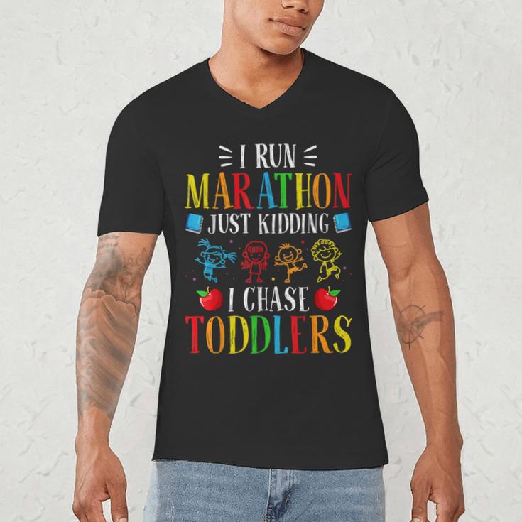I Run Marathon Just Kidding I Chase Toddlers Teacher Men's V-Neck T-Shirt, novelty gifts, funny gifts I Run Marathon Just Kidding I Chase Toddlers Teacher Men's V-Neck T-Shirt, novelty gifts, funny gifts