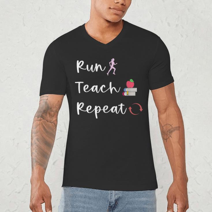 Run Teach Repeat Teacher Running Saying Slogan Runner Men's V-Neck T-Shirt, novelty gifts, funny gifts Run Teach Repeat Teacher Running Saying Slogan Runner Men's V-Neck T-Shirt, novelty gifts, funny gifts