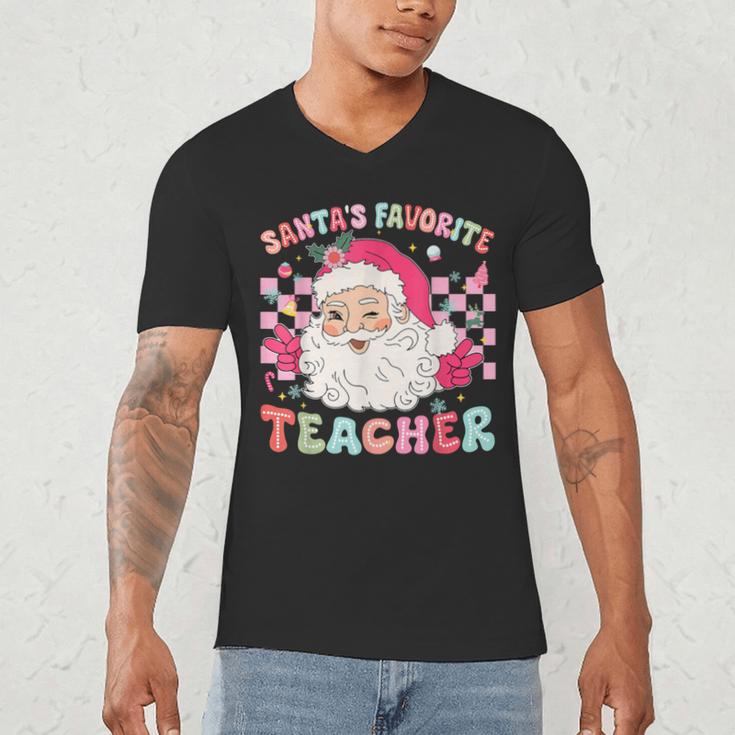 Santa Favorite Teacher Shirt Teacher Christmas Men's V-Neck T-Shirt, novelty gifts, funny gifts Santa Favorite Teacher Shirt Teacher Christmas Men's V-Neck T-Shirt, novelty gifts, funny gifts