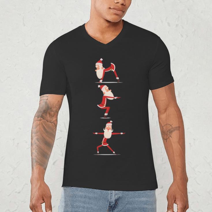 Santa Yoga Poses For Yogi Teacher Christmas Yoga Poses Men's V-Neck T-Shirt, novelty gifts, funny gifts Santa Yoga Poses For Yogi Teacher Christmas Yoga Poses Men's V-Neck T-Shirt, novelty gifts, funny gifts