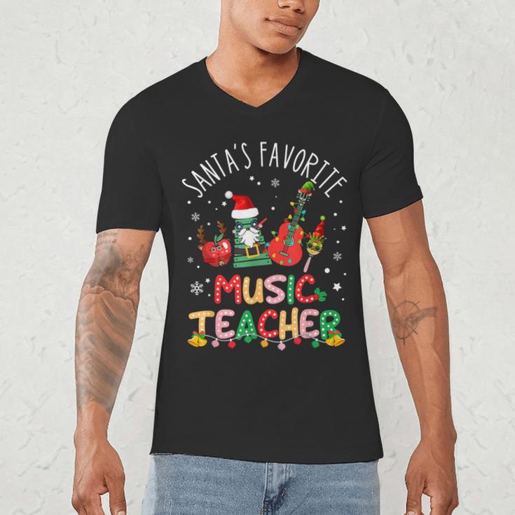 Santa's Favorite Music Teacher Christmas Santa Hat Matching Men's V-Neck T-Shirt, novelty gifts, funny gifts Santa's Favorite Music Teacher Christmas Santa Hat Matching Men's V-Neck T-Shirt, novelty gifts, funny gifts