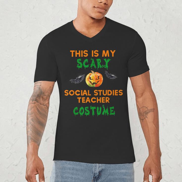 My Scary Social Studies Teacher Costume Halloween Men Women Men's V-Neck T-Shirt, novelty gifts, funny gifts