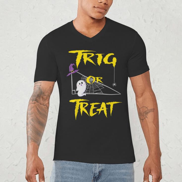 School Math Teacher Halloween 2022 Trig Or Treat Shirt Men's V-Neck T-Shirt, novelty gifts, funny gifts