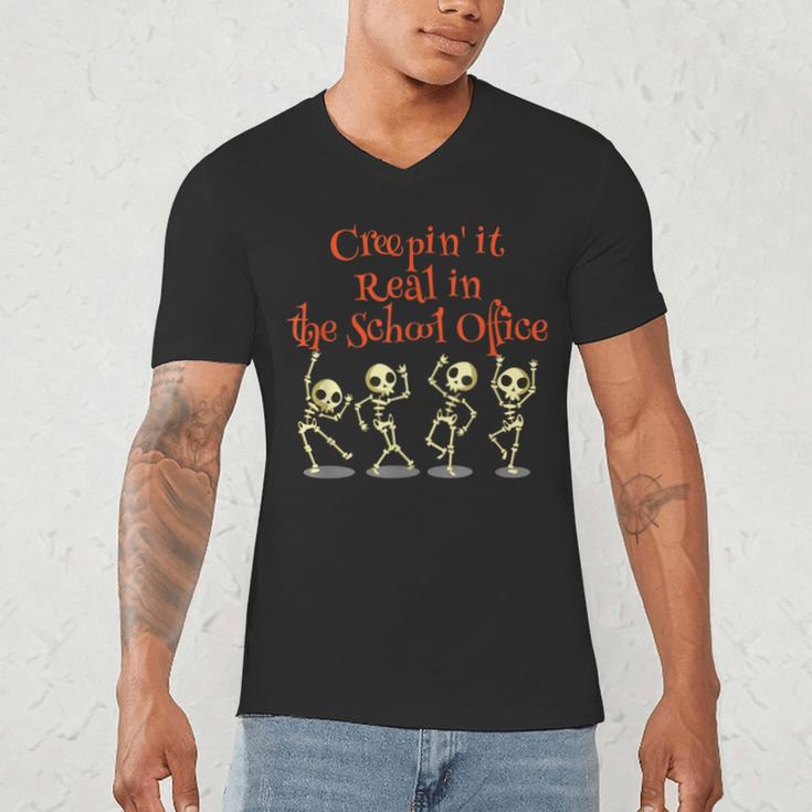 School Office Clerk Creepin' It Real HALLOWEEN Teacher Shirt Men's V-Neck T-Shirt, novelty gifts, funny gifts