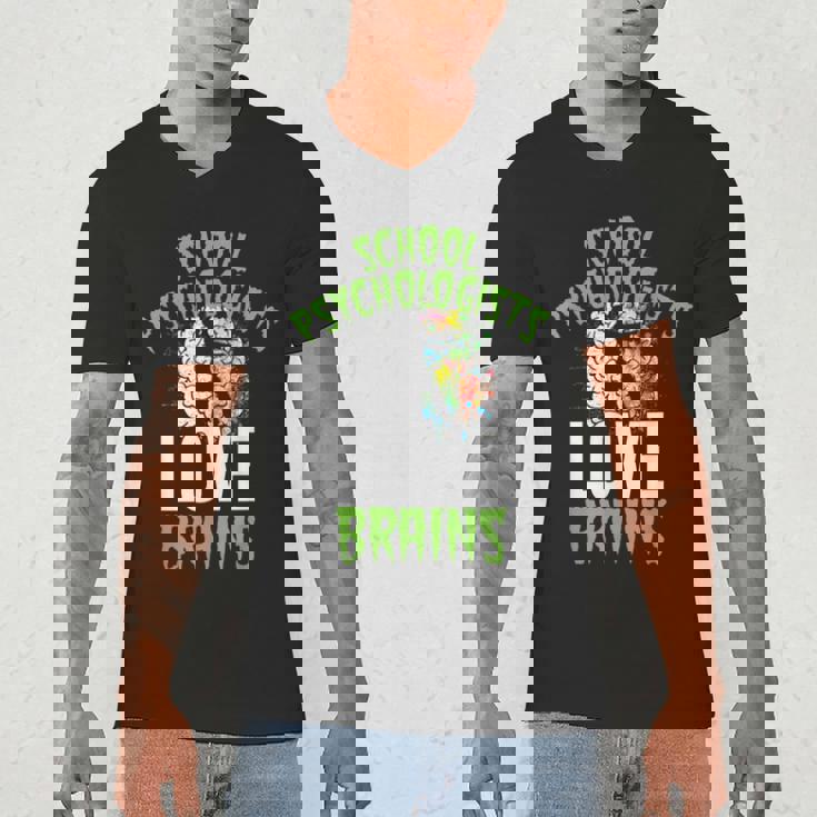 School Psychologists Love Brains Halloween Teacher Counselor Men&#x27;s V-Neck T-Shirt, novelty gifts, funny gifts