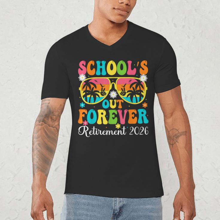 School's Out Forever Retirement 2026 Retro Retired Teacher Men's V-Neck T-Shirt, novelty gifts, funny gifts