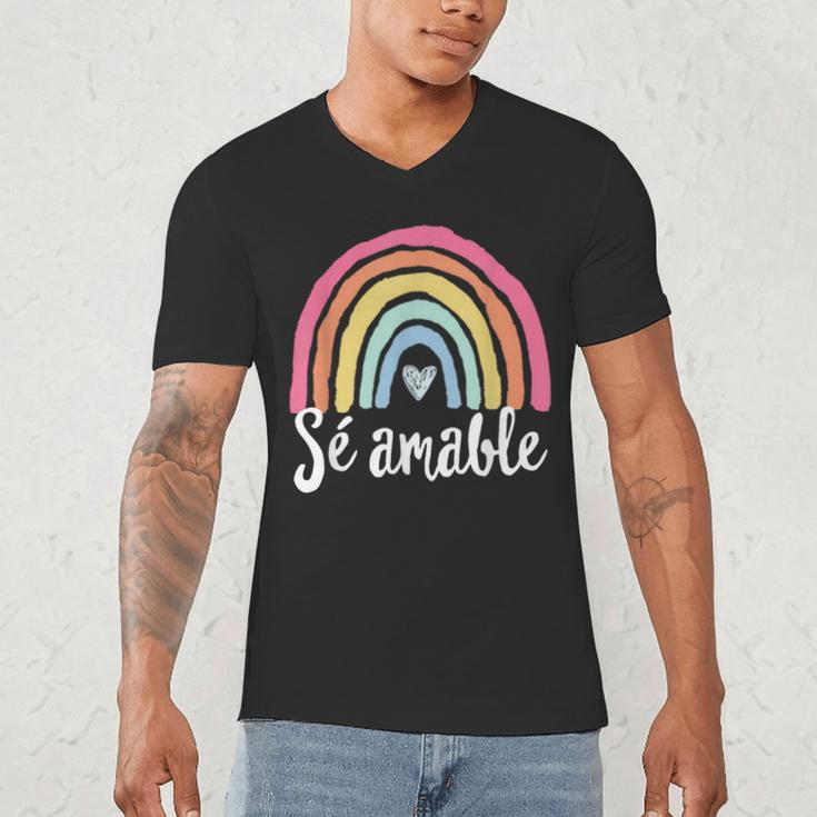 Sé Amable Spanish Bilingual Teacher Be Kind Boho Rainbow Men's V-Neck T-Shirt, novelty gifts, funny gifts Sé Amable Spanish Bilingual Teacher Be Kind Boho Rainbow Men's V-Neck T-Shirt, novelty gifts, funny gifts
