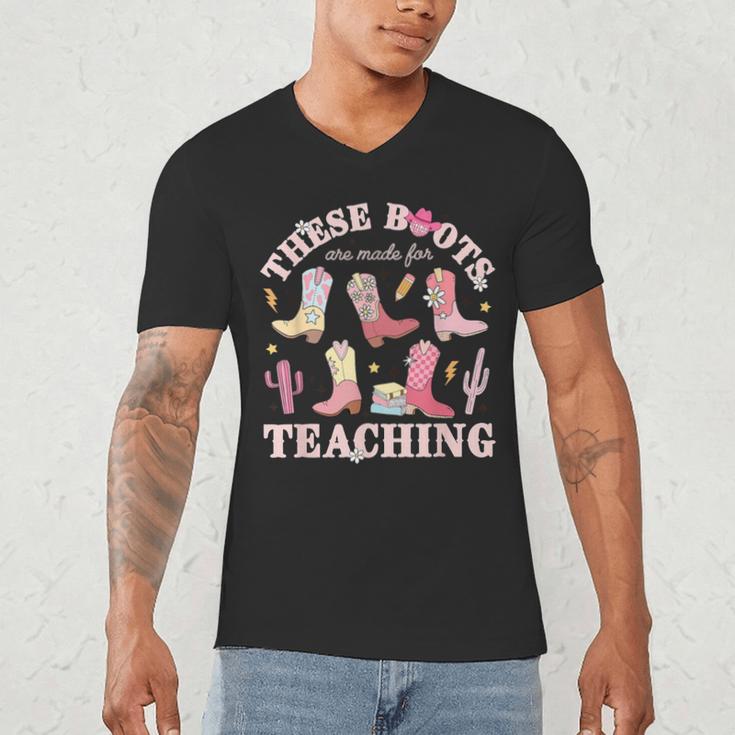 These Boots Are Made For Teaching Western Cowgirl Teacher Men's V-Neck T-Shirt, novelty gifts, funny gifts These Boots Are Made For Teaching Western Cowgirl Teacher Men's V-Neck T-Shirt, novelty gifts, funny gifts
