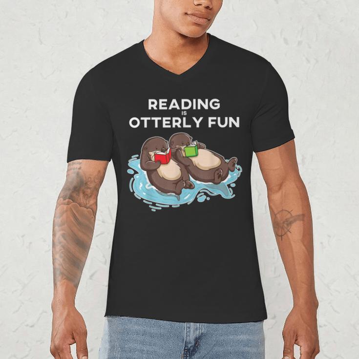 Sea Otter Book Reading Shirt For Bookworm Teachers Men's V-Neck T-Shirt, novelty gifts, funny gifts