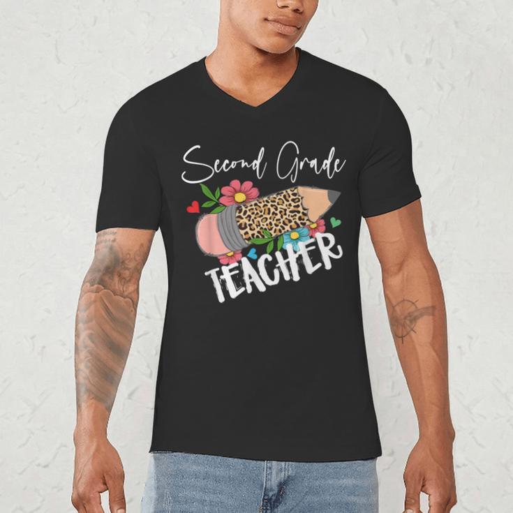 Second Grade Teacher Leopard Pencil 2nd Grade Women Teacher Men's V-Neck T-Shirt, novelty gifts, funny gifts Second Grade Teacher Leopard Pencil 2nd Grade Women Teacher Men's V-Neck T-Shirt, novelty gifts, funny gifts
