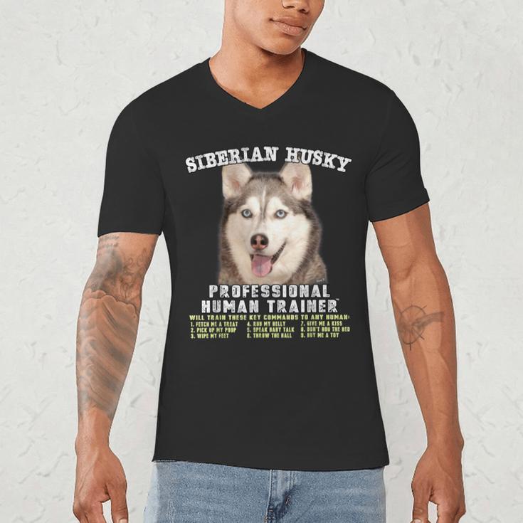 Siberian Husky Professional Human Trainer Men's V-Neck T-Shirt, novelty gifts, funny gifts