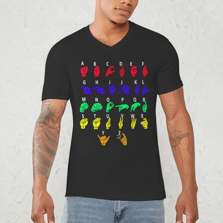 Sign Language Alphabet For ASL Interpreter Deaf Teacher Stud For Men Women Girls Kids Men's V-Neck T-Shirt, novelty gifts, funny gifts