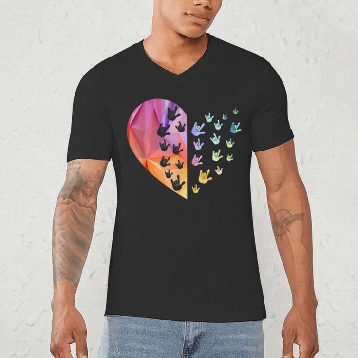Sign Language Heart ASL For Deaf Teacher Men's V-Neck T-Shirt, novelty gifts, funny gifts Sign Language Heart ASL For Deaf Teacher Men's V-Neck T-Shirt, novelty gifts, funny gifts