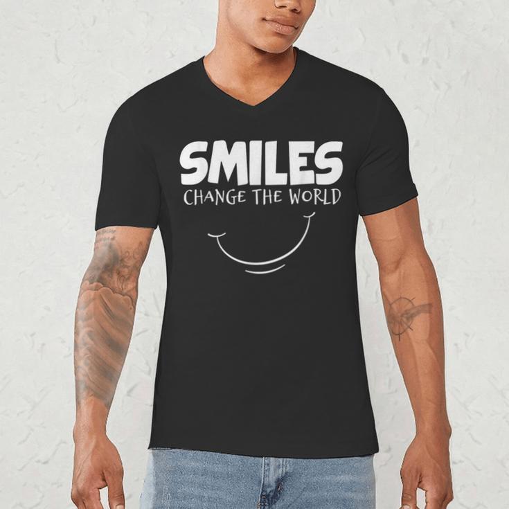 Smile Smiles Change The World Teacher T-Shirt Happy T-Shirt Men's V-Neck T-Shirt, novelty gifts, funny gifts Smile Smiles Change The World Teacher T-Shirt Happy T-Shirt Men's V-Neck T-Shirt, novelty gifts, funny gifts