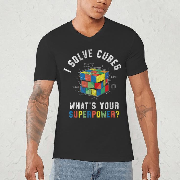 I Solve Cubes Speed Cubing Vintage Youth Math Teacher Men's V-Neck T-Shirt, novelty gifts, funny gifts I Solve Cubes Speed Cubing Vintage Youth Math Teacher Men's V-Neck T-Shirt, novelty gifts, funny gifts