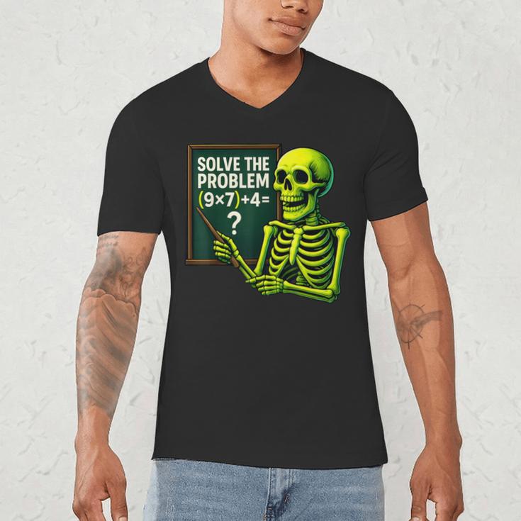 Solve The Problem Skeleton Teacher Halloween Math Six Seven Men's V-Neck T-Shirt, novelty gifts, funny gifts Solve The Problem Skeleton Teacher Halloween Math Six Seven Men's V-Neck T-Shirt, novelty gifts, funny gifts