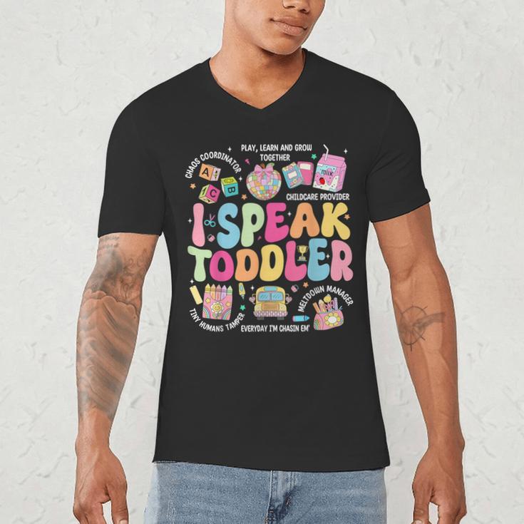I Speak Toddler Back To School Teacher Men's V-Neck T-Shirt, novelty gifts, funny gifts