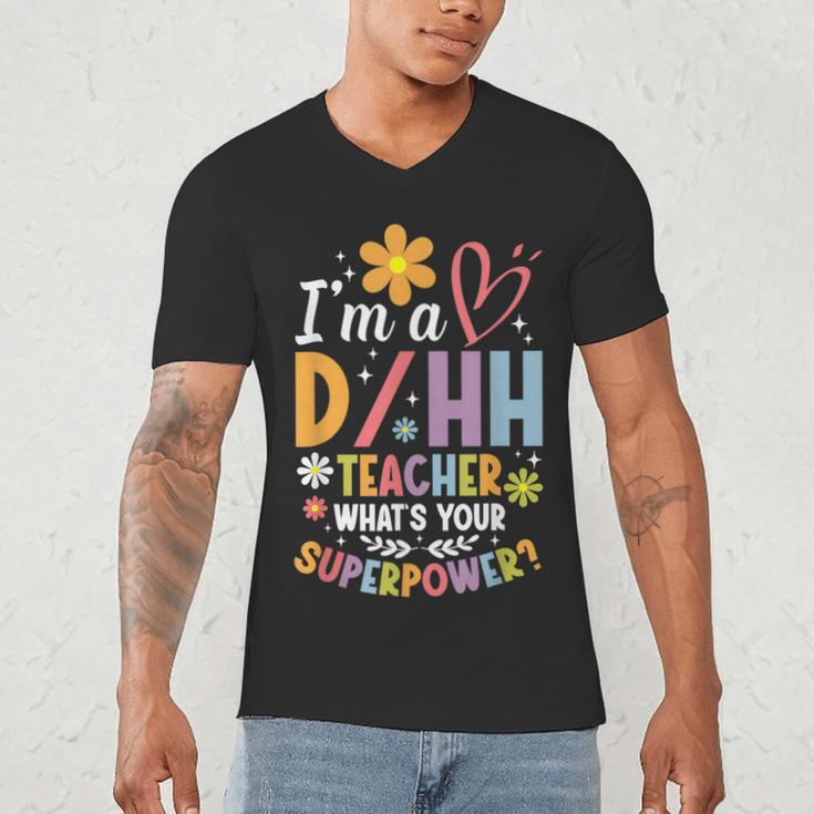 Special Education ASL Teacher Superpower DHH Teacher Men's V-Neck T-Shirt, novelty gifts, funny gifts Special Education ASL Teacher Superpower DHH Teacher Men's V-Neck T-Shirt, novelty gifts, funny gifts