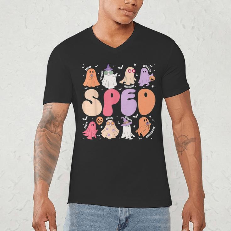 Special Education Teacher Ghosts Halloween SPED Teacher Men's V-Neck T-Shirt, novelty gifts, funny gifts Special Education Teacher Ghosts Halloween SPED Teacher Men's V-Neck T-Shirt, novelty gifts, funny gifts
