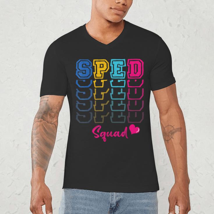 SPED Squad Proud Special Education Para Teacher Colorful Men's V-Neck T-Shirt, novelty gifts, funny gifts SPED Squad Proud Special Education Para Teacher Colorful Men's V-Neck T-Shirt, novelty gifts, funny gifts