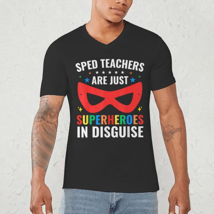 SPED Teacher Are Just Superheroes Disguise Special Education Men's V-Neck T-Shirt, novelty gifts, funny gifts SPED Teacher Are Just Superheroes Disguise Special Education Men's V-Neck T-Shirt, novelty gifts, funny gifts