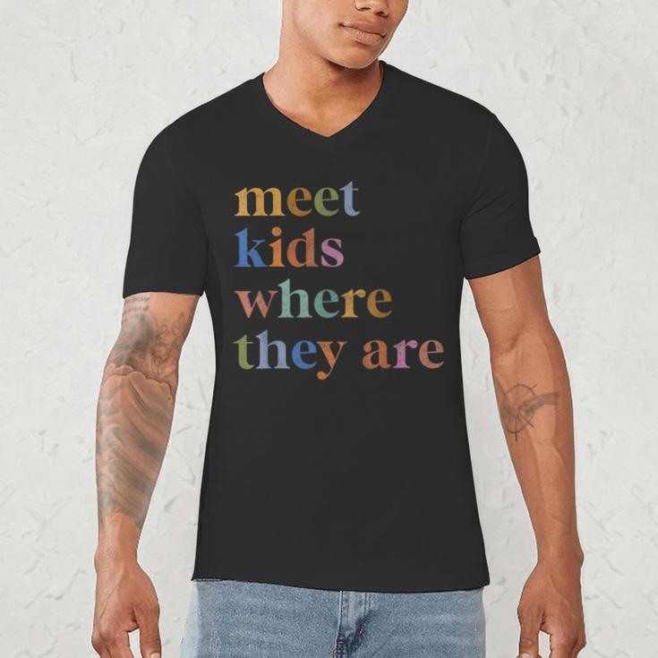 SPED Teacher SLP Meet Kids Where They Are Special Education Men's V-Neck T-Shirt, novelty gifts, funny gifts SPED Teacher SLP Meet Kids Where They Are Special Education Men's V-Neck T-Shirt, novelty gifts, funny gifts